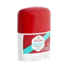 Old Spice travel-size deodorant on a gym bag ready for workouts.