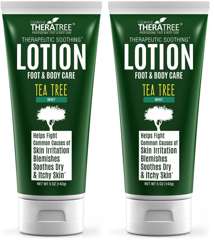 Oleavine TheraTree lotion bottle for daily foot and body comfort.