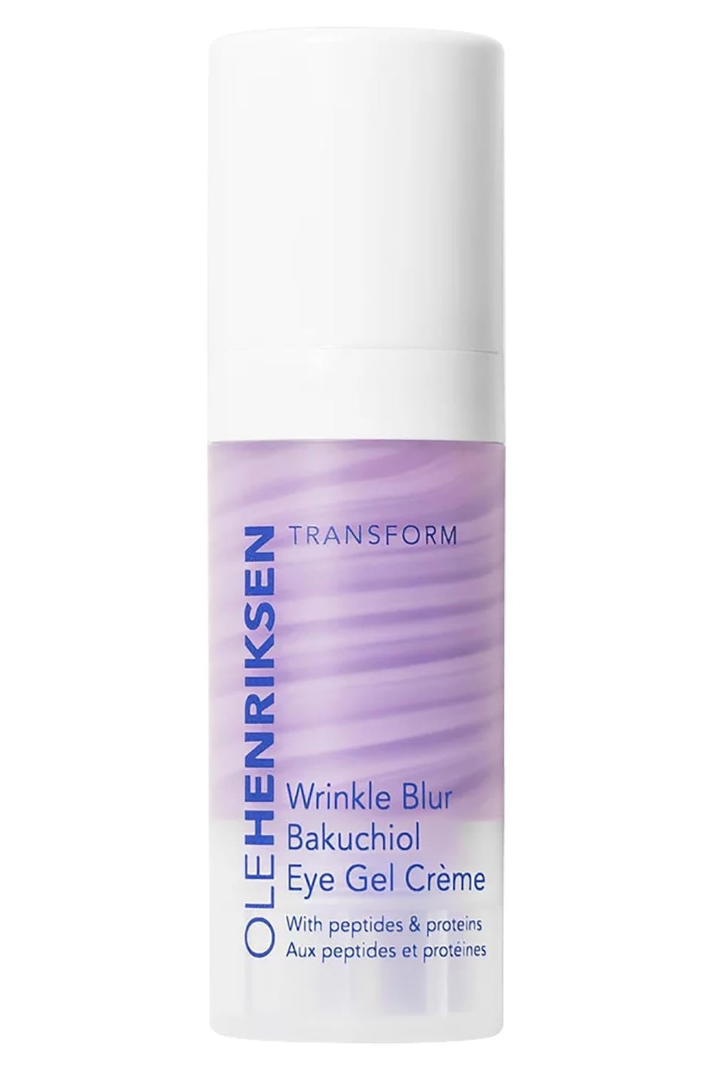 Ole Henriksen Wrinkle Blur Bakuchiol Eye Gel Creme jar close-up showing smooth texture and line-blurring potential.