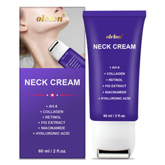 OLELON neck firming cream with roller targets the jawline for a lifted look.