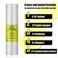 OLELON Retinol Shot serum swatch improving texture and reducing pore appearance.