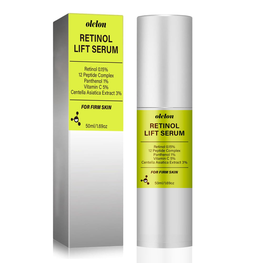 OLELON Retinol Shot bottle close-up for nightly use, showcasing the anti-aging formula.