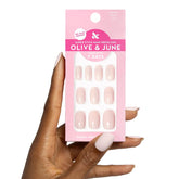 Olive & June Super Stick Mani nails on hand with a natural, no-glue finish.