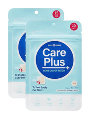 OLIVE YOUNG Care Plus Spot Patch closeup on blemish showing patch texture