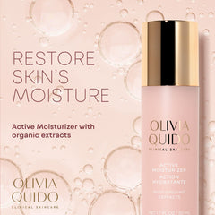 Applying OLIVIA QUIDO Active Moisturizer to face, neck, and hands for daily hydration