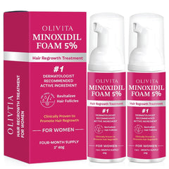 OLIVITA 5% Minoxidil foam bottle for daily scalp application.
