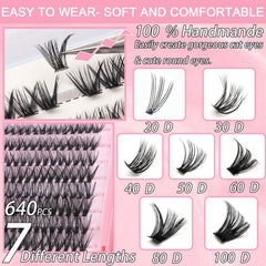 OLLAVO Manga Lash Clusters 9-16mm length display showing versatile daily looks