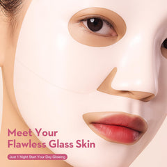Close-up of the sheet mask showing low-molecular collagen and peptides for hydration