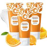 Omexry Orange Exfoliating Gel face application shows gentle pore cleansing.