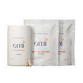 OMI WELLBEAUTY Men's Hair Growth Peptides bottle highlights a clinical-grade formula for follicle support.
