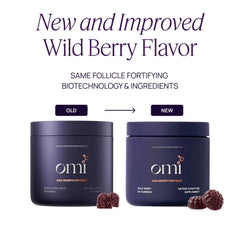 OMI WELLBEAUTY wild berry gummies closeup highlighting flavor and texture