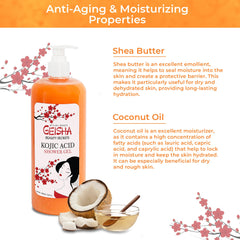 OMIC Geisha label closeup showing kojic acid brightening formula