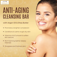 OMIC Lighten-Up bar close-up shows creamy texture for a gentle cleanse
