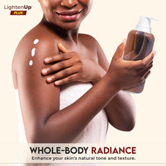 OMIC Lighten-Up bottle pour illustrating easy application and quick absorption