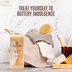 OMIC LightenUp shea butter rich texture for smooth skin.