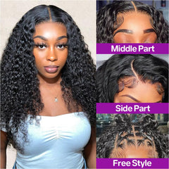 omswet deep wave bob wig 5x5 hd lace close-up shows breathable closure.