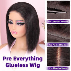 Omswet Wear and Go Bob Wig pre-plucked hairline for seamless blending.