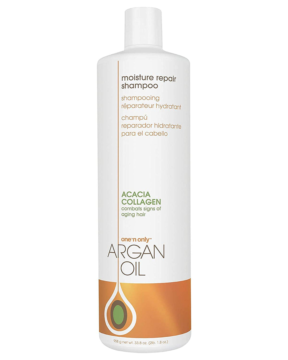 One 'N Only Moisture Repair Shampoo bottle with argan oil for balanced hydration