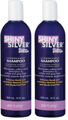 One 'N Only Shiny Silver Purple Shampoo bottle emphasizes argan oil for conditioning and toning