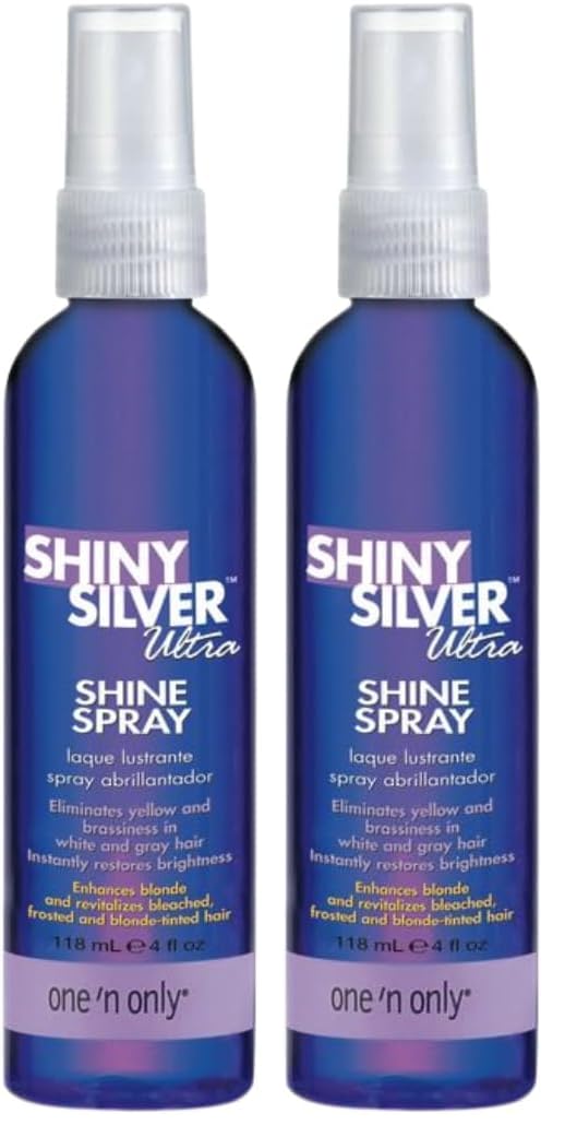 One 'N Only Shiny Silver Ultra Shine Spray bottle closeup showing radiant blonde color.