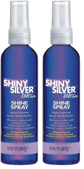 One 'N Only Shiny Silver Ultra Shine Spray bottle closeup showing radiant blonde color.