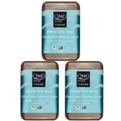 One With Nature Dead Sea Mud Soap Bar closeup showing texture for gentle exfoliation.