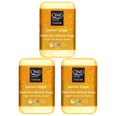 One With Nature Dead Sea Salt Lemon Sage Soap bar lathers richly for refreshed skin.