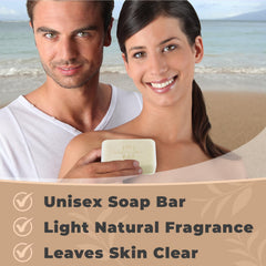 One With Nature Dead Sea Soap 3-pack packaging close-up with unscented formula.