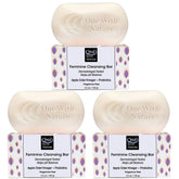 One With Nature front packaging showing three fragrance-free bars and benefits