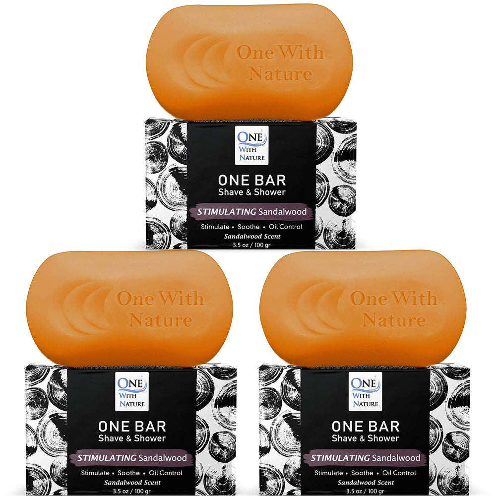 One With Nature ONE Bar sandalwood soap pack for all skin types.