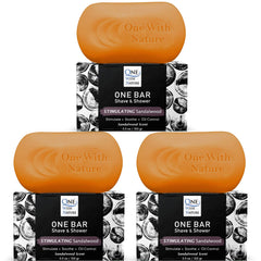 One With Nature ONE Bar sandalwood soap pack for all skin types.