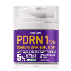 OneHerolabs PDRN anti-aging cream jar shows rich texture for renewal