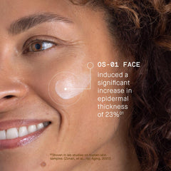 OneSkin FACE OS-01 texture close-up demonstrates smooth, even coverage on facial skin