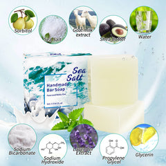 ONIYEA sea salt soap exfoliating texture close-up shows gentle scrubbing action.