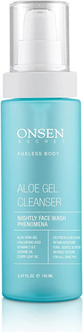 Onsen Secret Aloe Face Wash bottle, a gentle nightly cleanser for all skin types