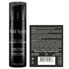 Onyx Anti-Aging Face Tanning Lotion pump demonstrates quick absorption and non-greasy feel.