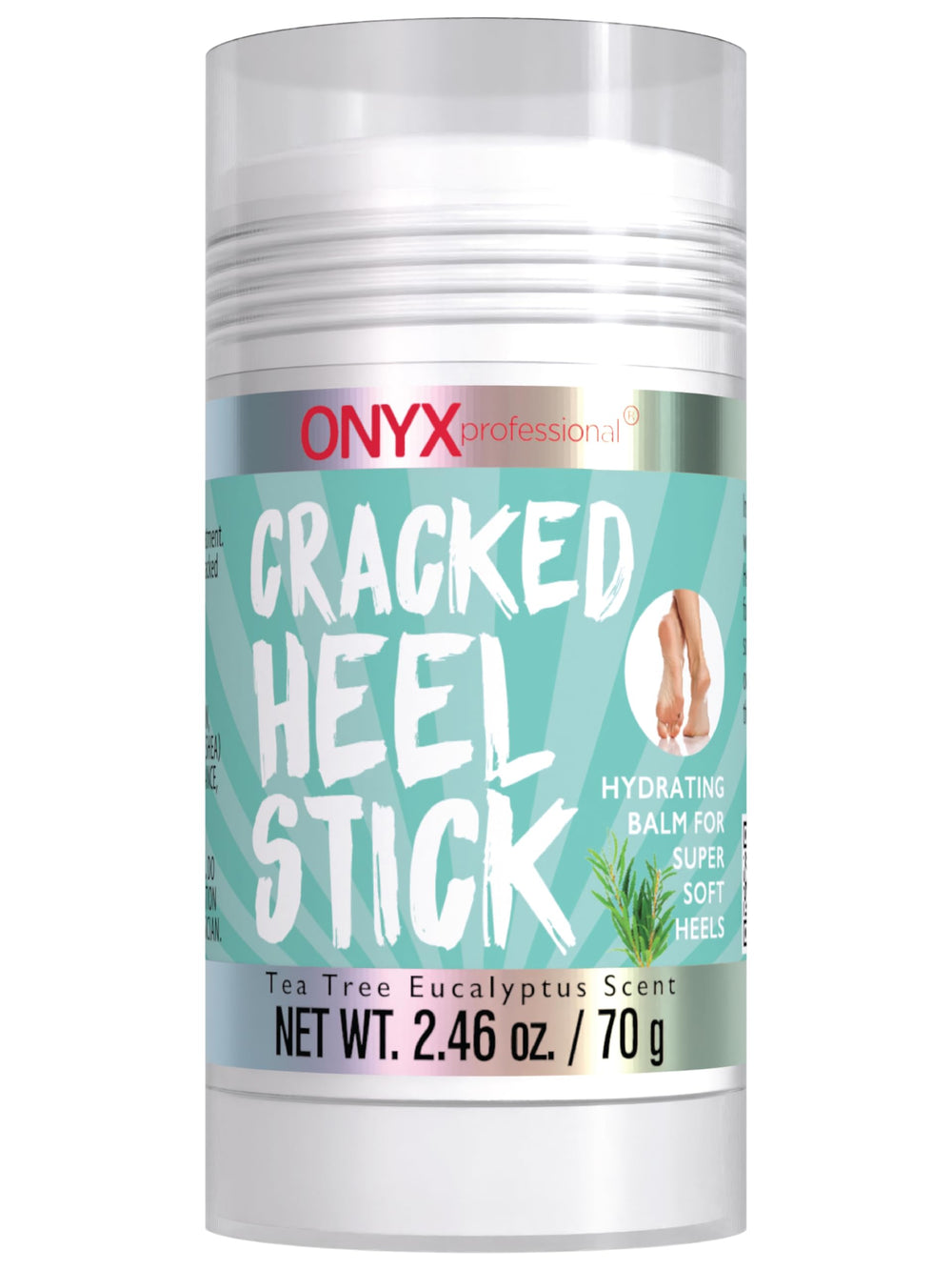 Onyx Professional Cracked Heel Repair Balm Stick packaging shown for easy on-the-go care.