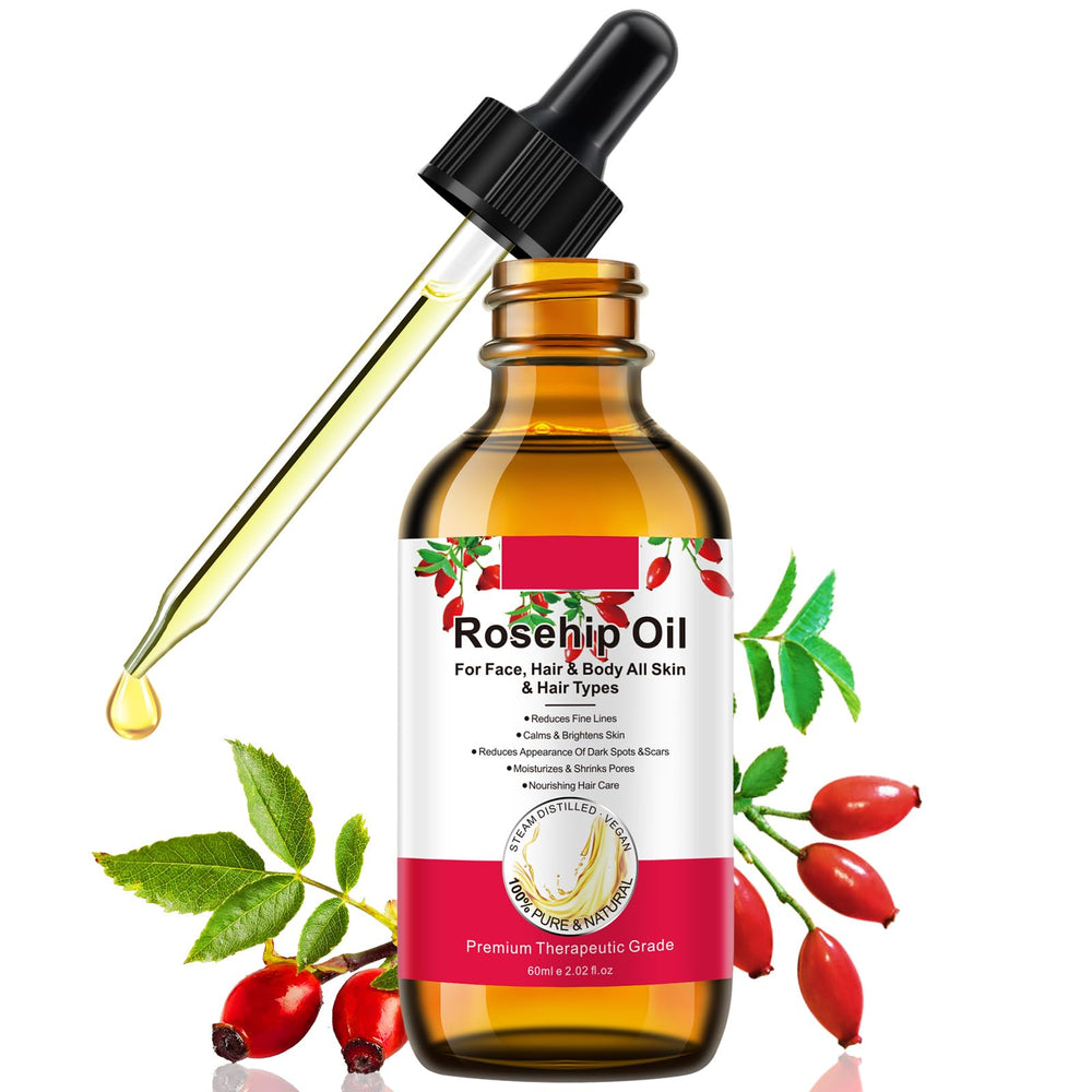Onznoz Rosehip Oil bottle with dropper for daily facial care.