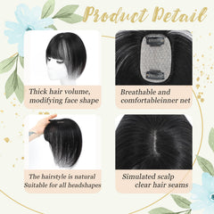 OOPPOO topper with wispy bangs blends for natural-looking hairline.
