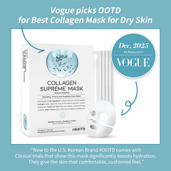 OOTD Collagen Hydrating Sheet Mask close-up texture on a silky sheet.