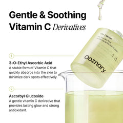Packaging notes Niacinamide and Glutathione for balanced skin on OOZNARY Vita 3 Serum