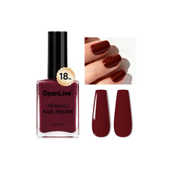 OpenLive 18ml dark red nail polish bottle shows rich color and high shine.