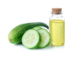 OPO cucumber seed oil hair strands image suggests nourishment and shine for healthy-looking hair