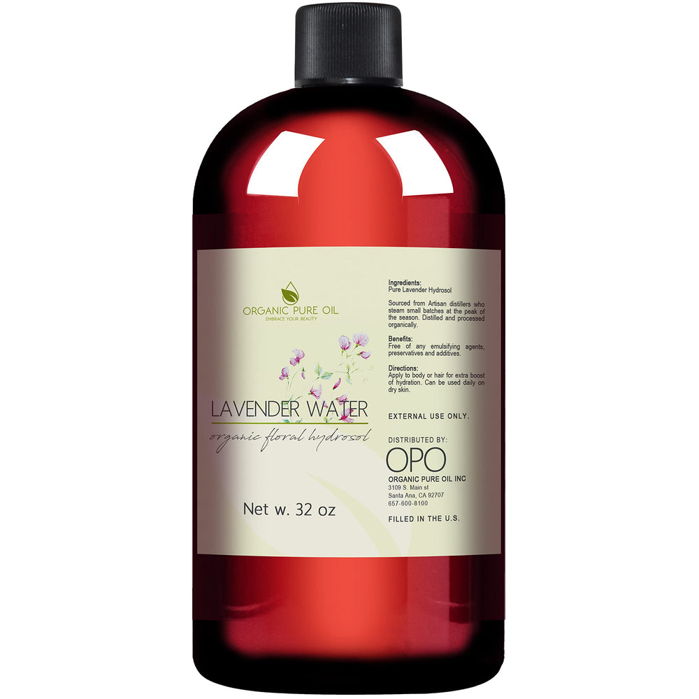OPO Lavender Water Hydrosol bottle shown for facial hydration and soothing aroma.