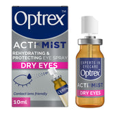 Optrex ActiMist 2in1 eye spray bottle shows easy touch-free relief