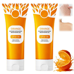 Orange Exfoliating Gel Scrub bottle close-up for smooth, refreshed skin.