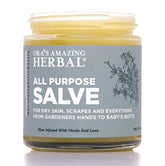Ora's Amazing Herbal Salve bottle front view demonstrates all-purpose skin care.