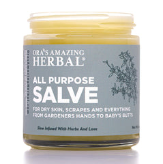 Ora's Amazing Herbal Salve bottle front view demonstrates all-purpose skin care.