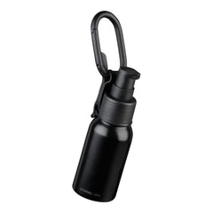 Orbitkey Clip-on Bottle 50ml black side view for easy access on the go.