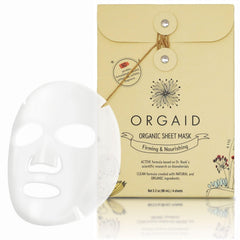 ORGAID Organic Sheet Mask pack front view showing a four-sheet set for nourishment